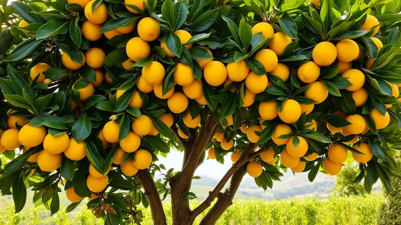Fruiting stage of lemon tree