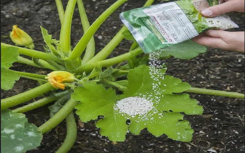Fertilizing patty pan squash plant