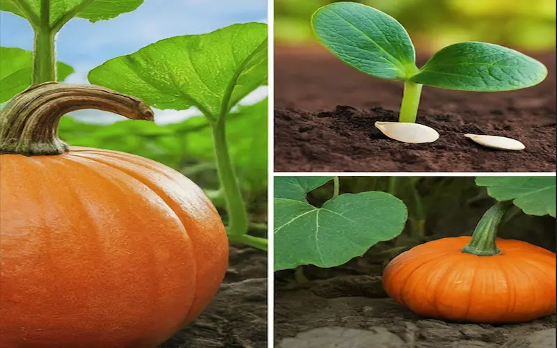Pumpkin growing from seed