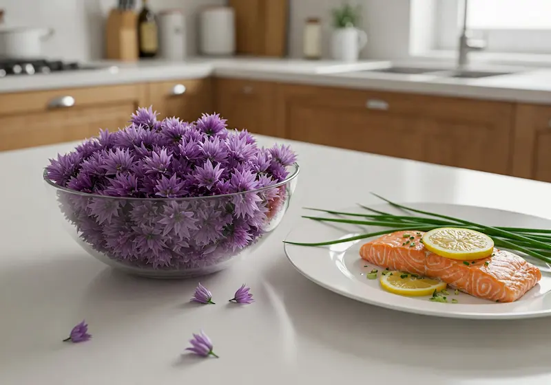 Purple chive blossoms for garnishing