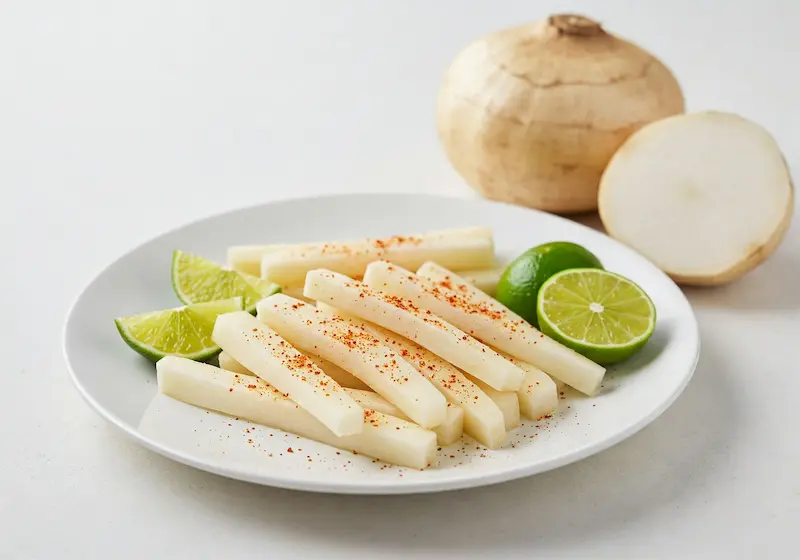 Thinly sliced jicama sticks