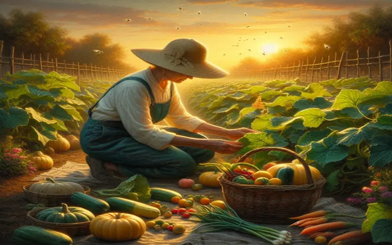 Summer squash harvesting