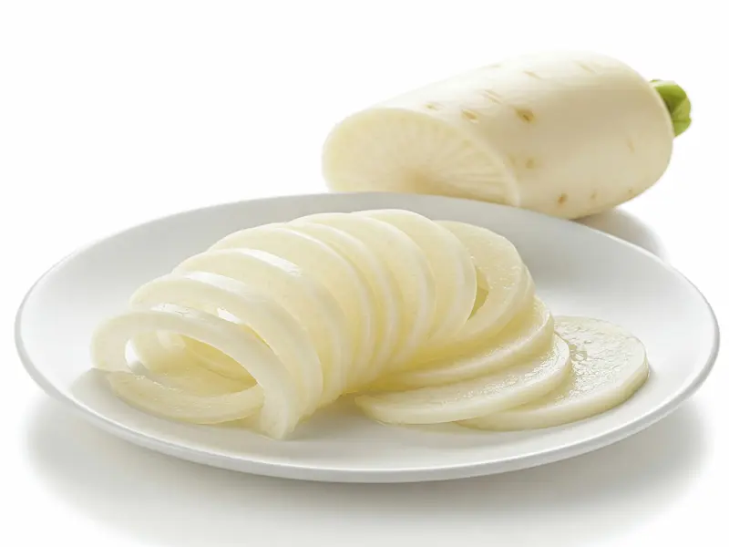 Thinly sliced daikon radish